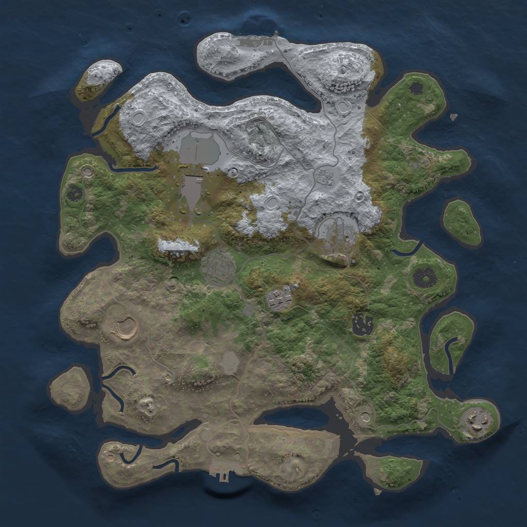 Rust Map: Procedural Map, Size: 3500, Seed: 67658484, 16 Monuments