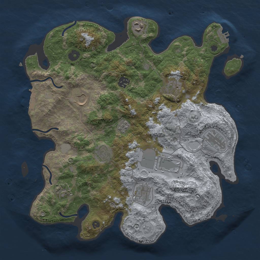 Rust Map: Procedural Map, Size: 3500, Seed: 535888057, 18 Monuments