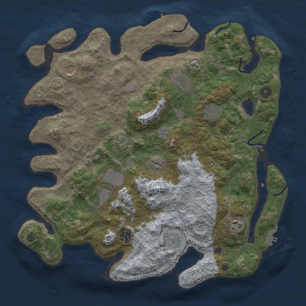 Rust Map: Procedural Map, Size: 4000, Seed: 2102752596, 18 Monuments