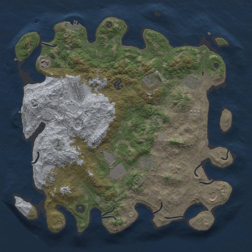 Rust Map: Procedural Map, Size: 4000, Seed: 1977059262, 19 Monuments