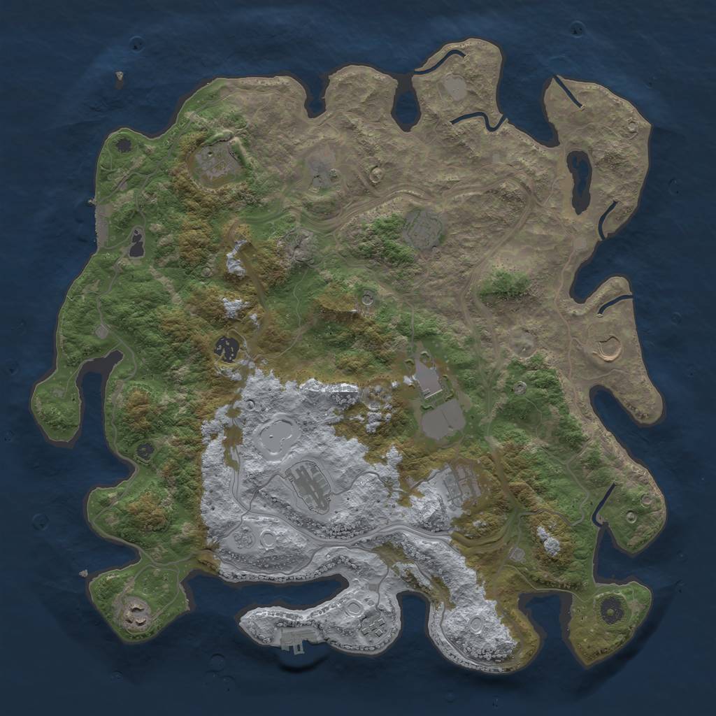 Rust Map: Procedural Map, Size: 4300, Seed: 834291336, 19 Monuments