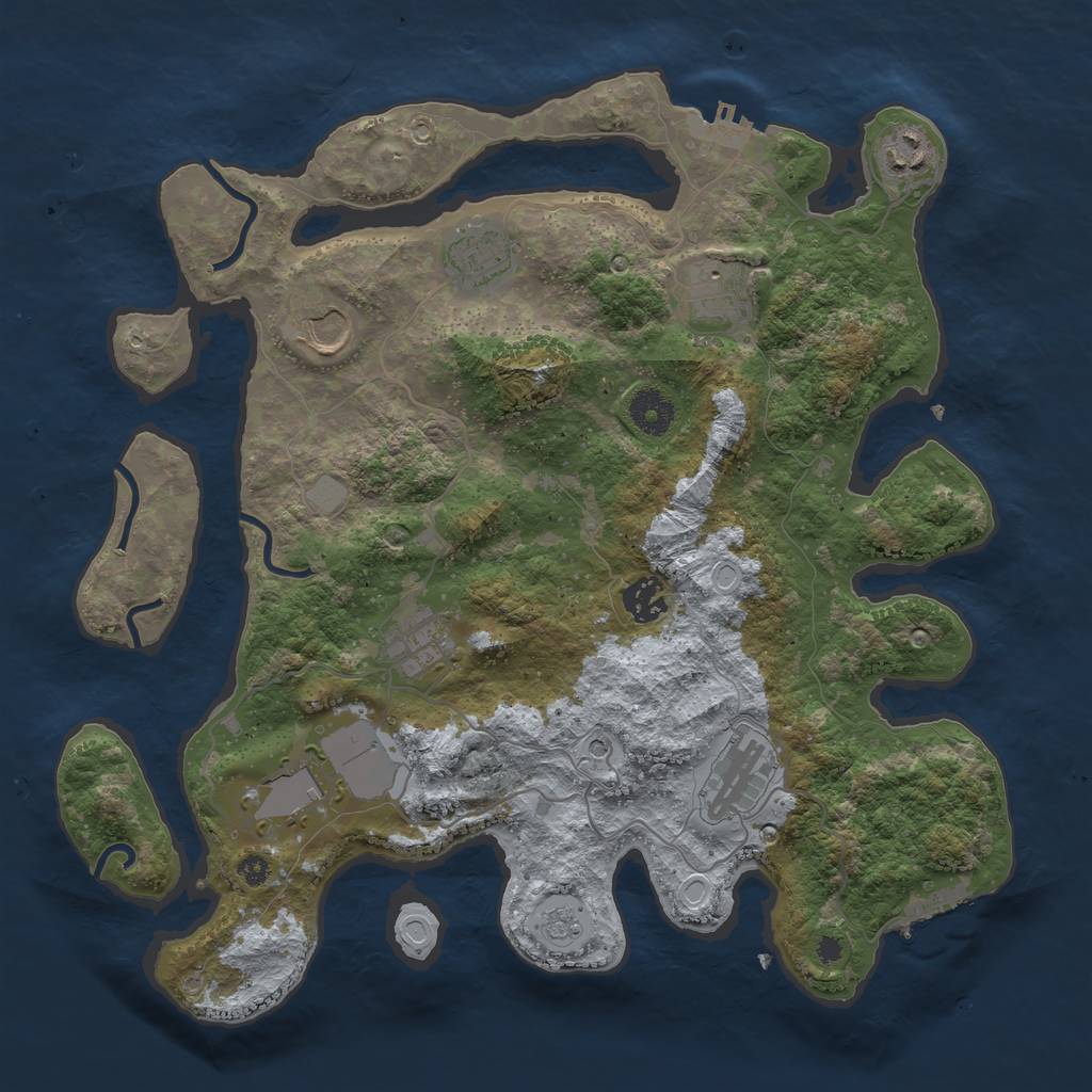Rust Map: Procedural Map, Size: 3650, Seed: 1454521644, 17 Monuments