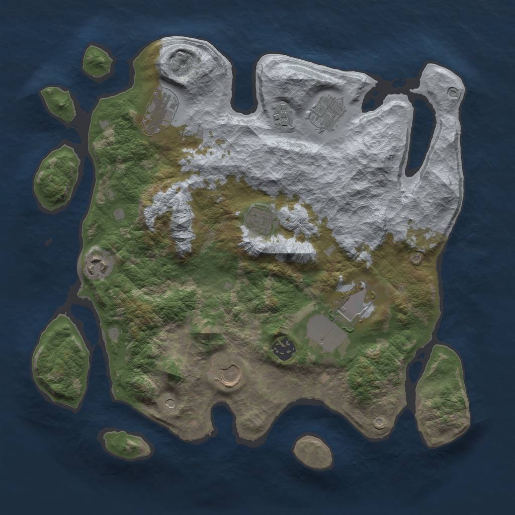 Rust Map: Barren, Size: 3500, Seed: 1635, 11 Monuments