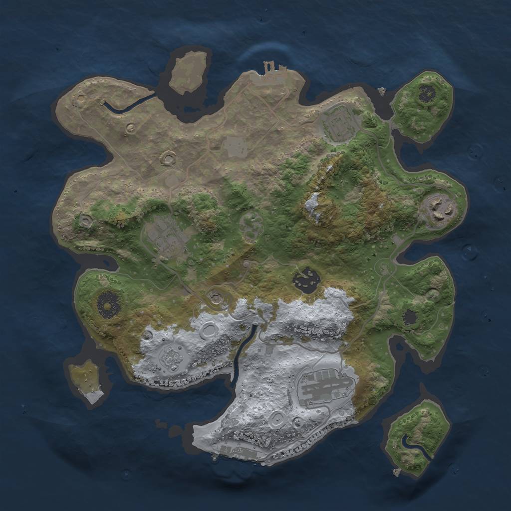 Rust Map: Procedural Map, Size: 3000, Seed: 530417319, 12 Monuments