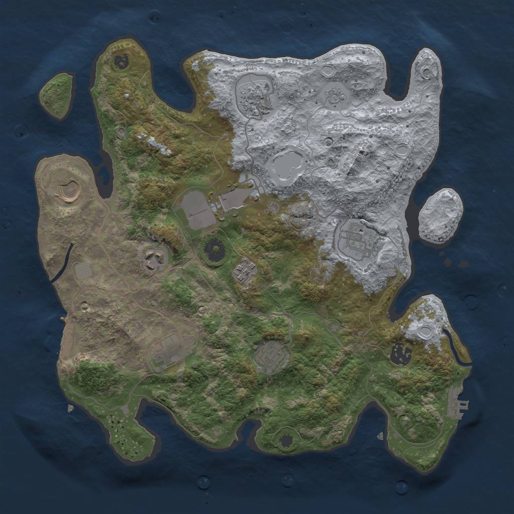 Rust Map: Procedural Map, Size: 3500, Seed: 27735137, 17 Monuments