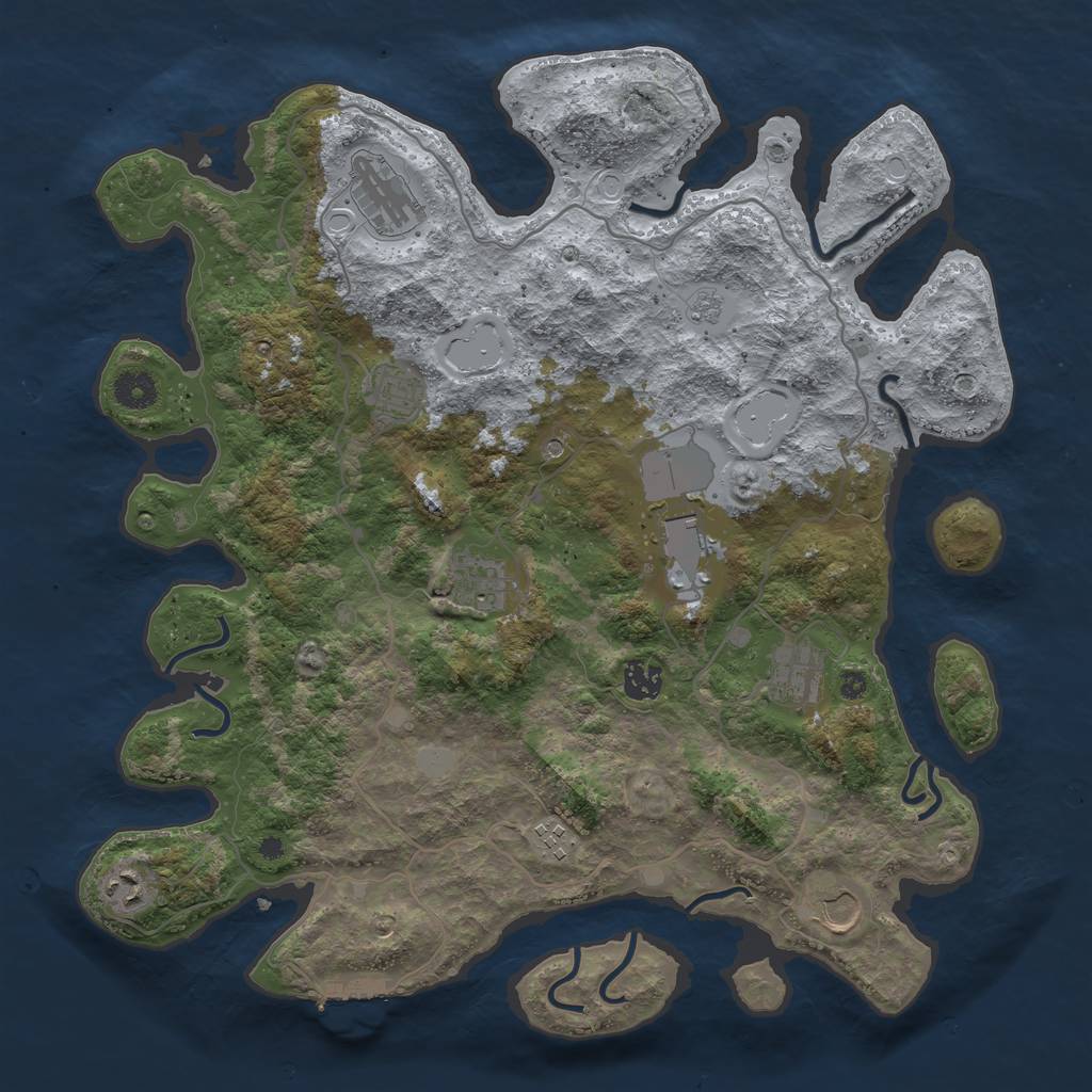 Rust Map: Procedural Map, Size: 4000, Seed: 1857766830, 17 Monuments