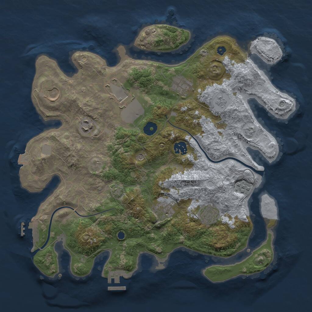 Rust Map: Procedural Map, Size: 3500, Seed: 3214553, 14 Monuments