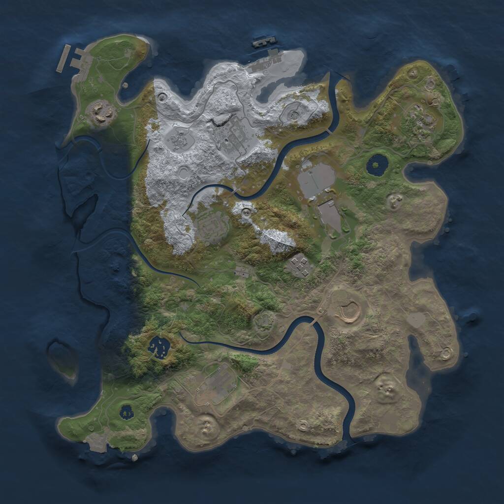 Rust Map: Procedural Map, Size: 3500, Seed: 1861450965, 15 Monuments