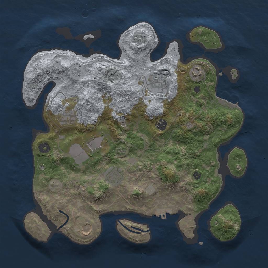 Rust Map: Procedural Map, Size: 3500, Seed: 56982, 17 Monuments