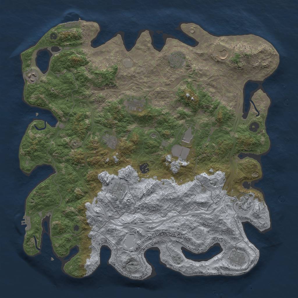 Rust Map: Procedural Map, Size: 4500, Seed: 1993773403, 20 Monuments