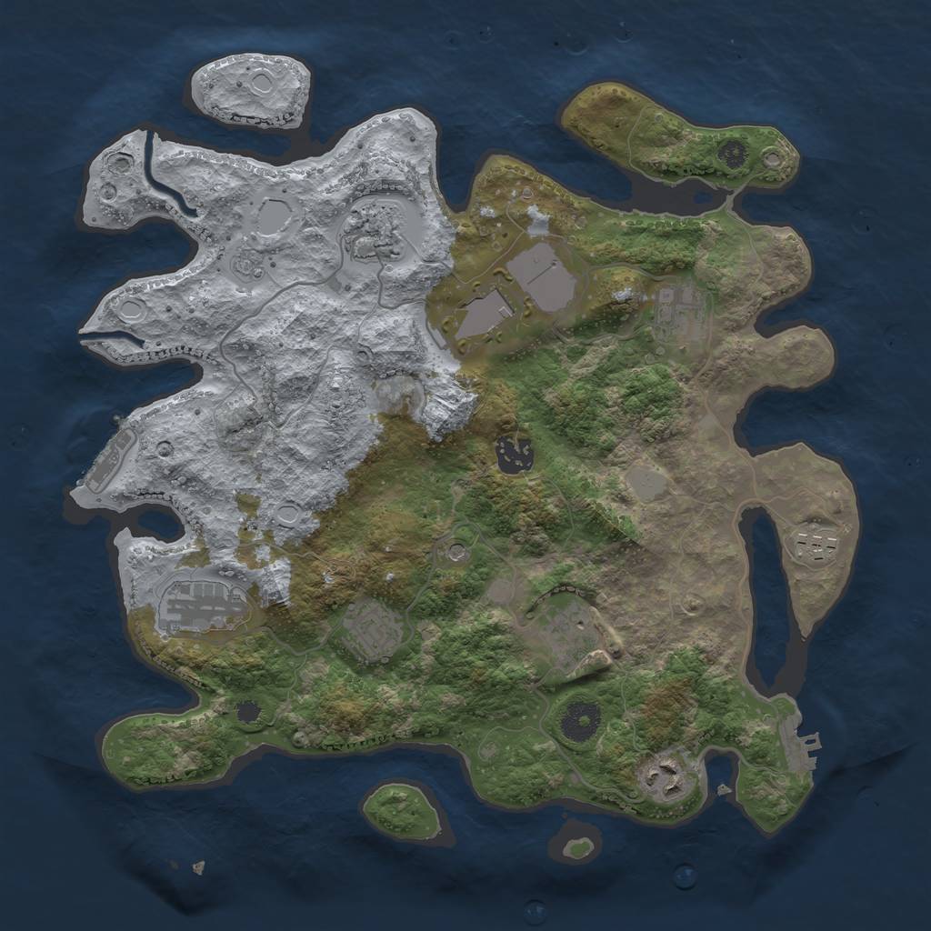 Rust Map: Procedural Map, Size: 3500, Seed: 1817311449, 18 Monuments