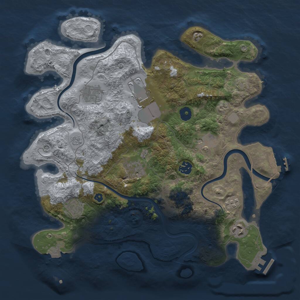 Rust Map: Procedural Map, Size: 3500, Seed: 1817311449, 14 Monuments