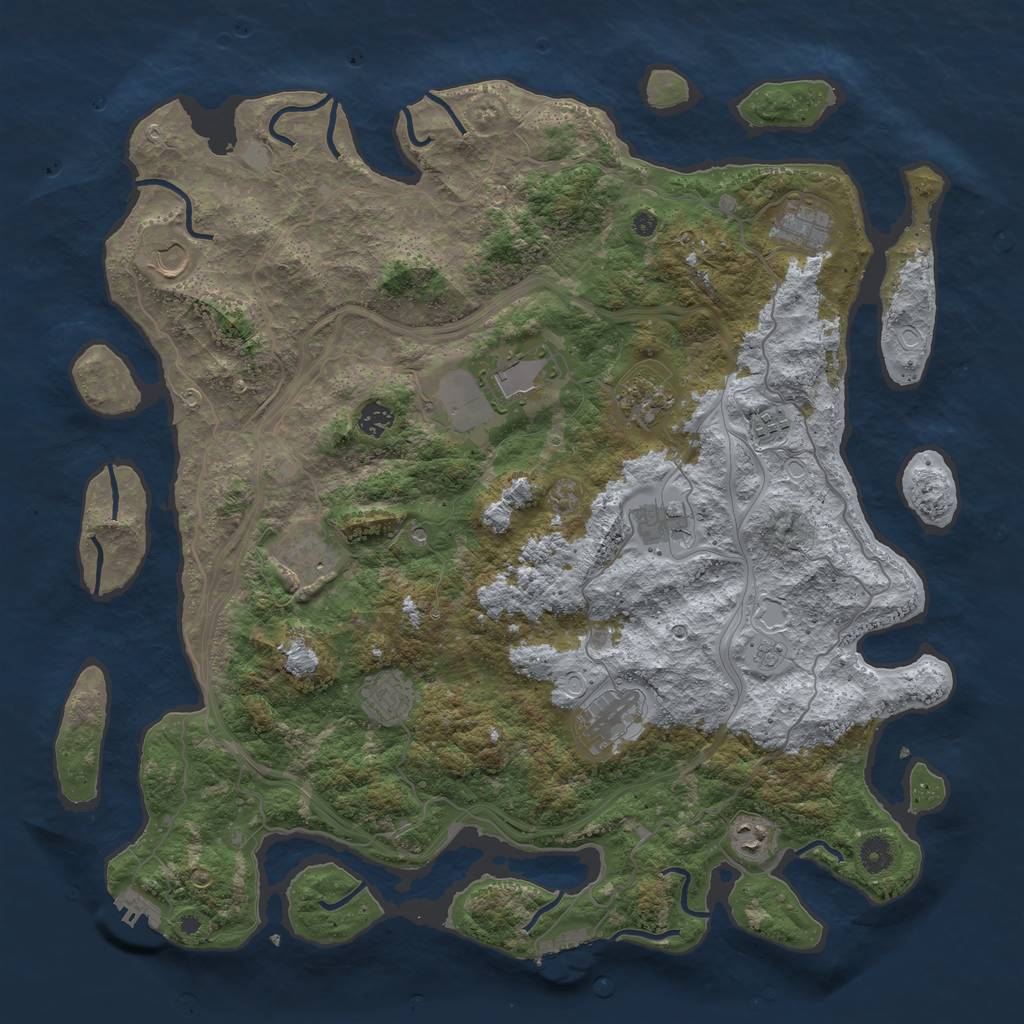 Rust Map: Procedural Map, Size: 4500, Seed: 2092369592, 20 Monuments