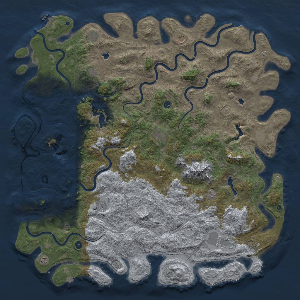 Rust Map: Procedural Map, Size: 6000, Seed: 1108772819, 17 Monuments