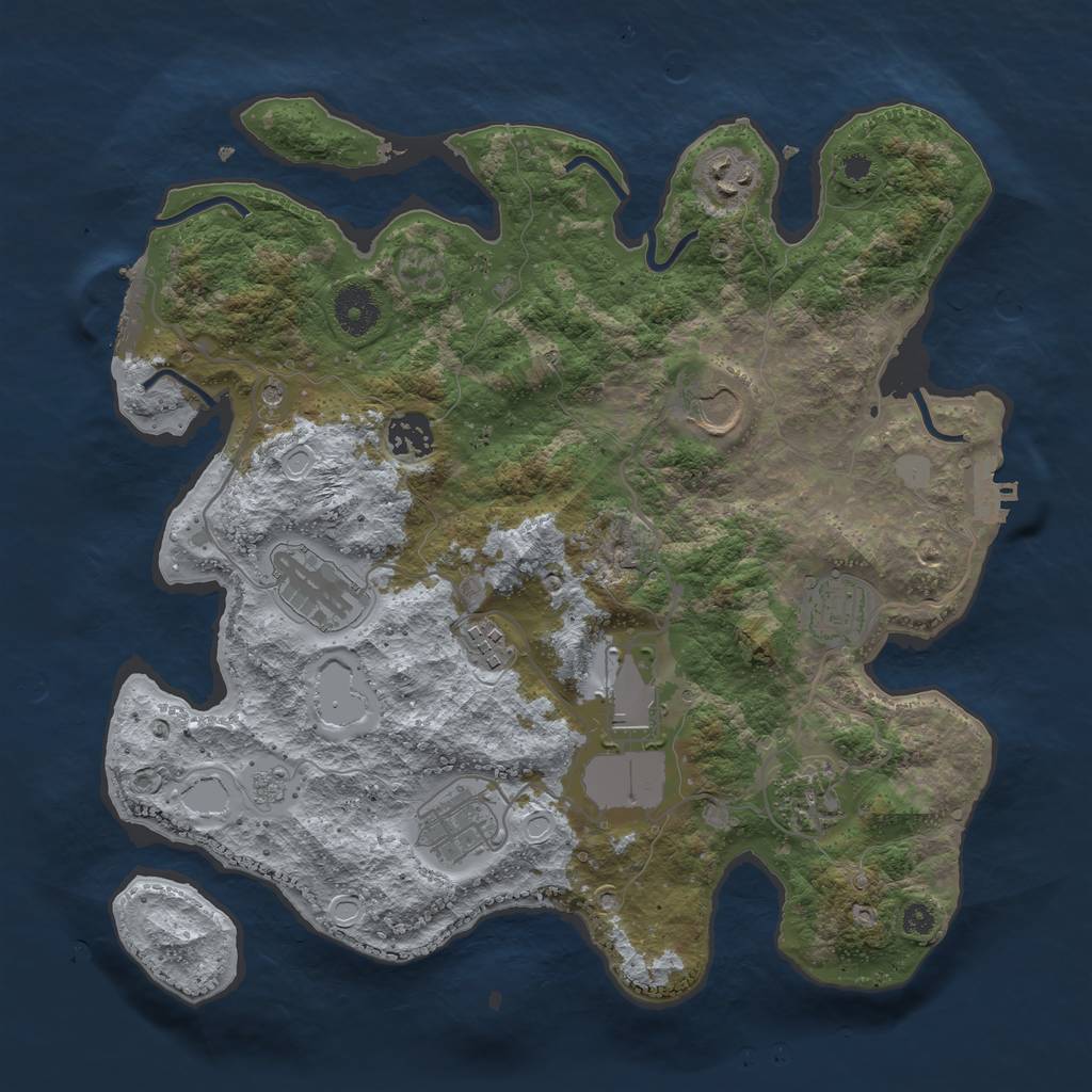 Rust Map: Procedural Map, Size: 3500, Seed: 80531306, 16 Monuments