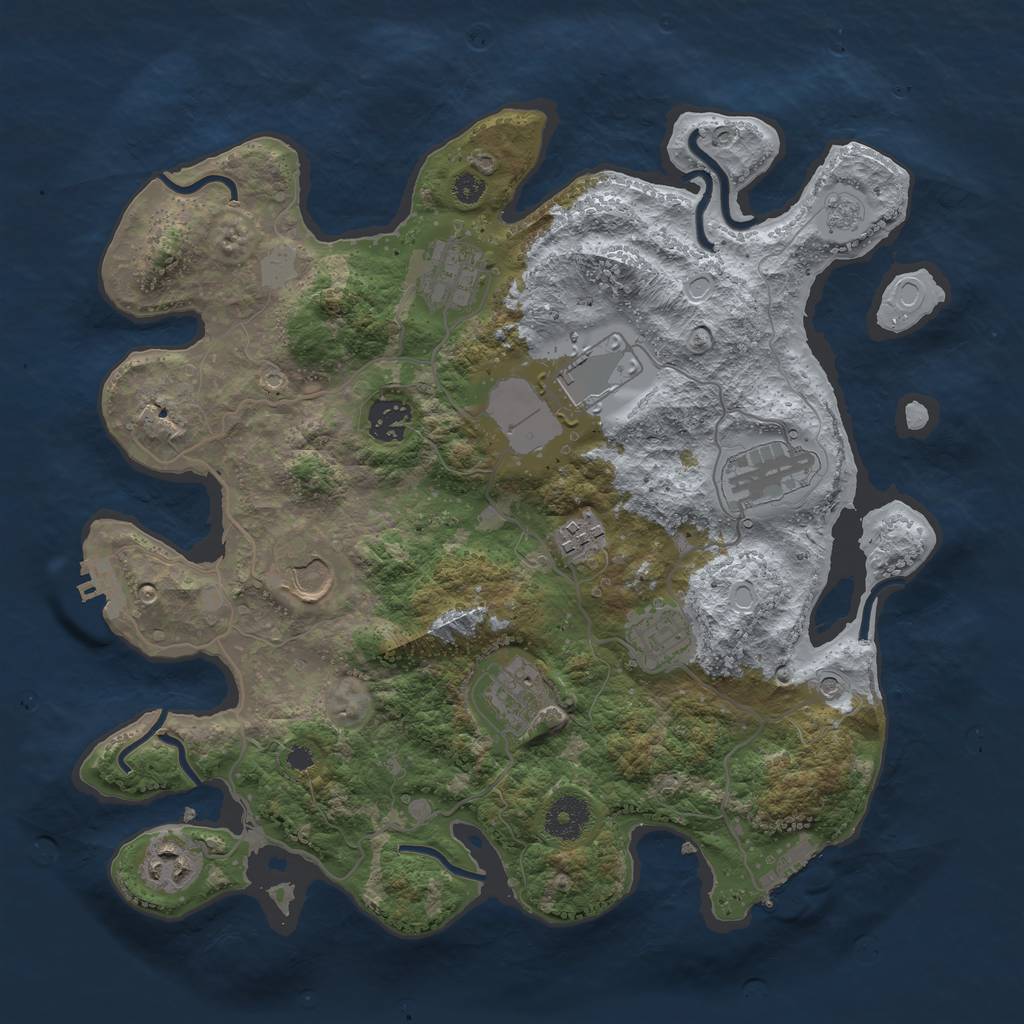 Rust Map: Procedural Map, Size: 3500, Seed: 8212311, 18 Monuments