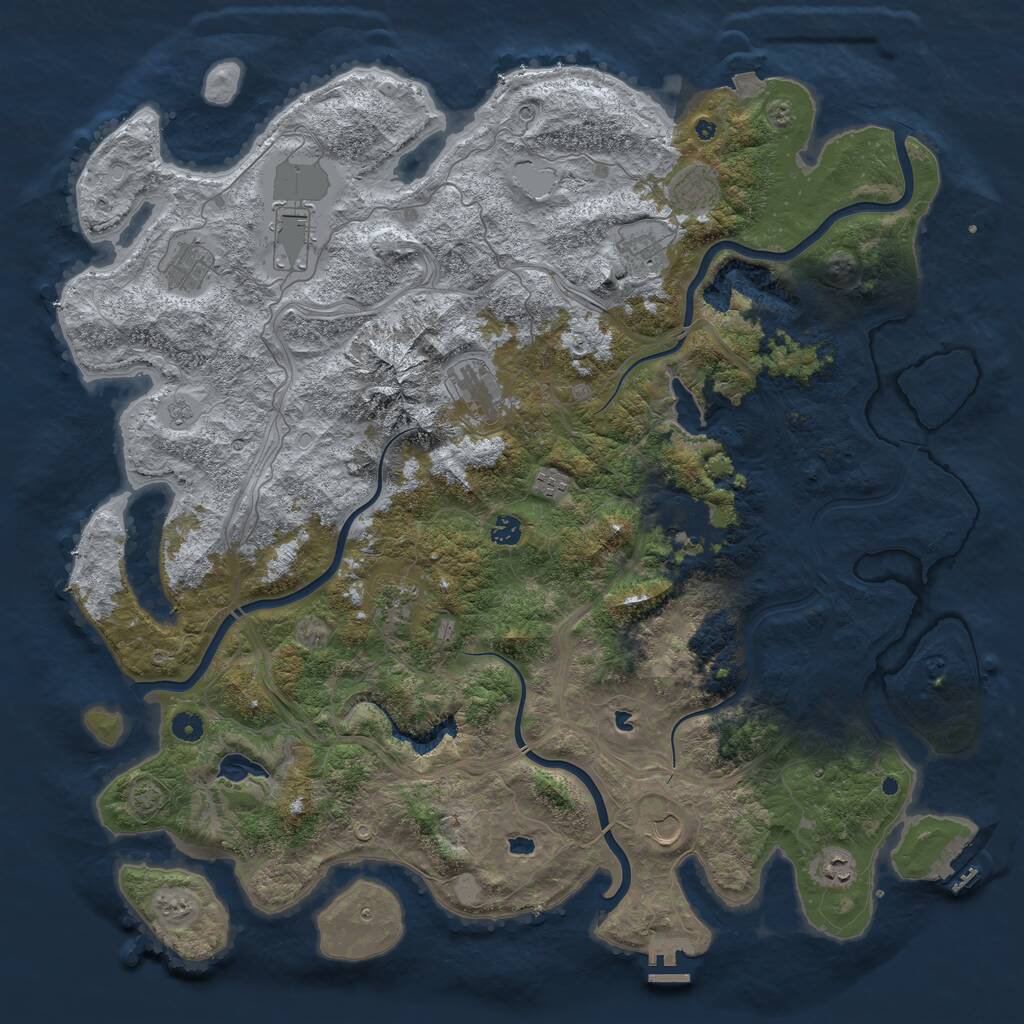 Rust Map: Procedural Map, Size: 5000, Seed: 589387990, 17 Monuments