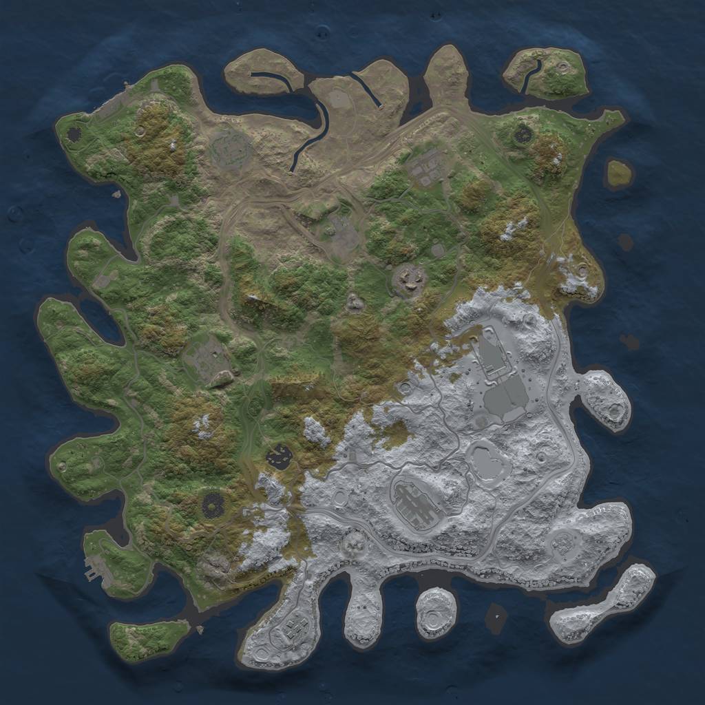 Rust Map: Procedural Map, Size: 4250, Seed: 748569, 18 Monuments