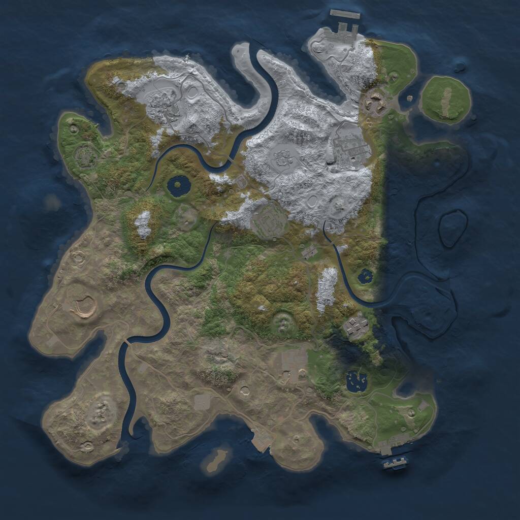 Rust Map: Procedural Map, Size: 3500, Seed: 1798860077, 14 Monuments
