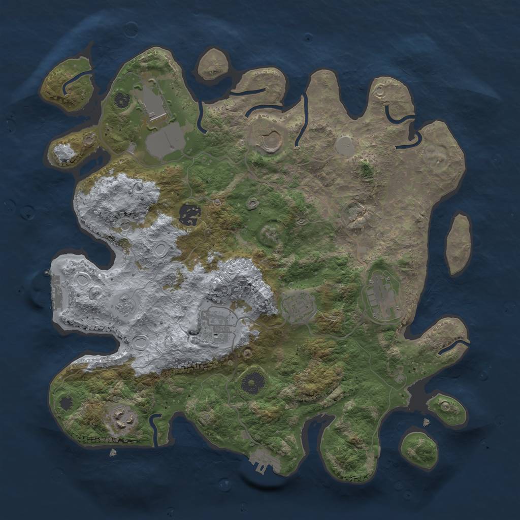 Rust Map: Procedural Map, Size: 3500, Seed: 1220747062, 16 Monuments