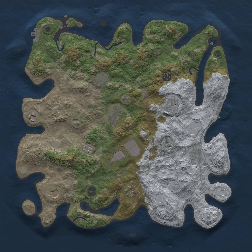 Rust Map: Procedural Map, Size: 4000, Seed: 95706589, 17 Monuments