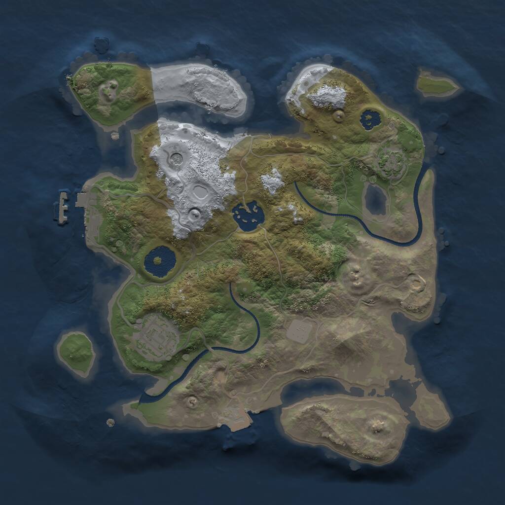 Rust Map: Procedural Map, Size: 2500, Seed: 24624654, 6 Monuments