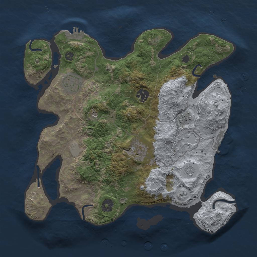 Rust Map: Procedural Map, Size: 3000, Seed: 11224440, 13 Monuments