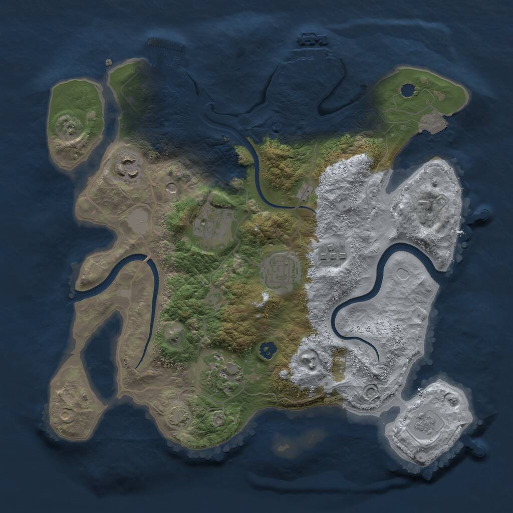 Rust Map: Procedural Map, Size: 3000, Seed: 11224440, 11 Monuments