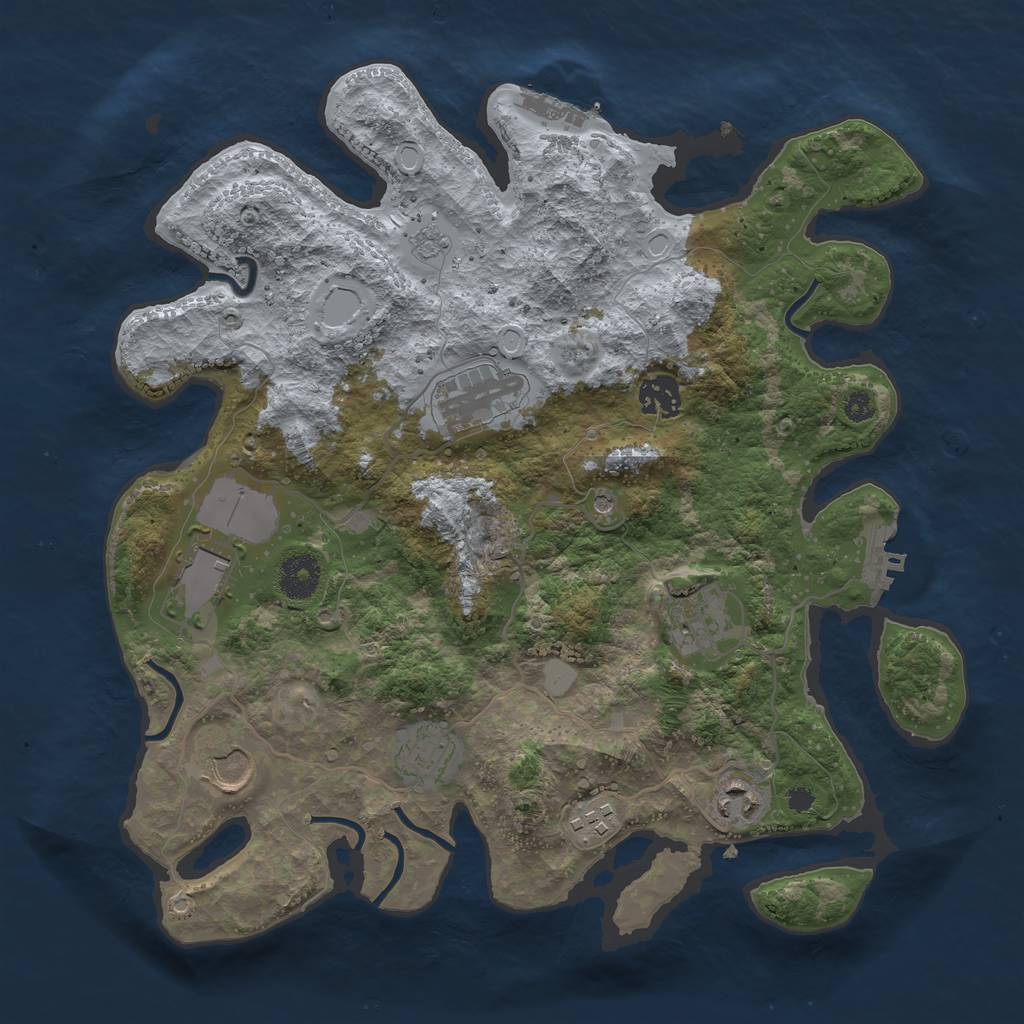 Rust Map: Procedural Map, Size: 3500, Seed: 339505330, 17 Monuments