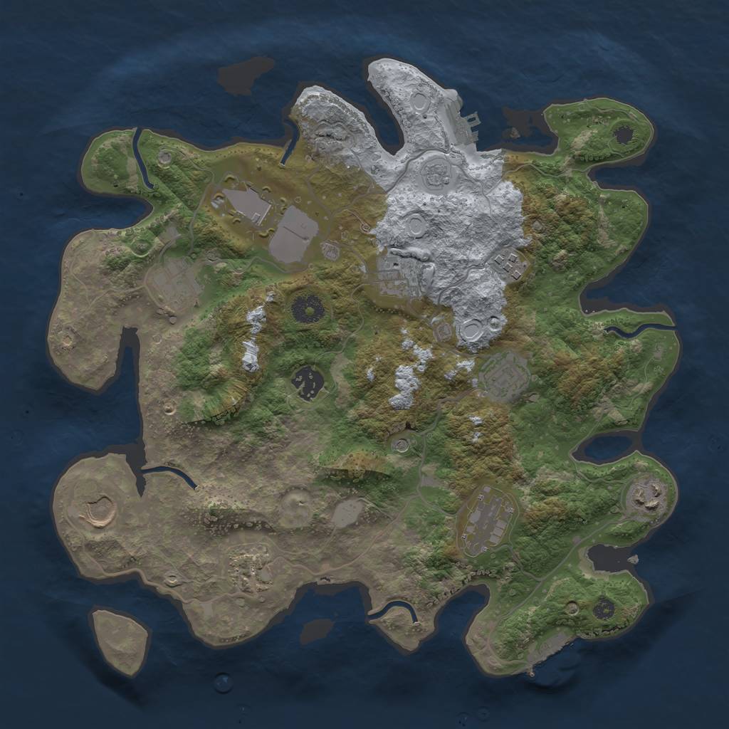 Rust Map: Procedural Map, Size: 3500, Seed: 2102554382, 19 Monuments