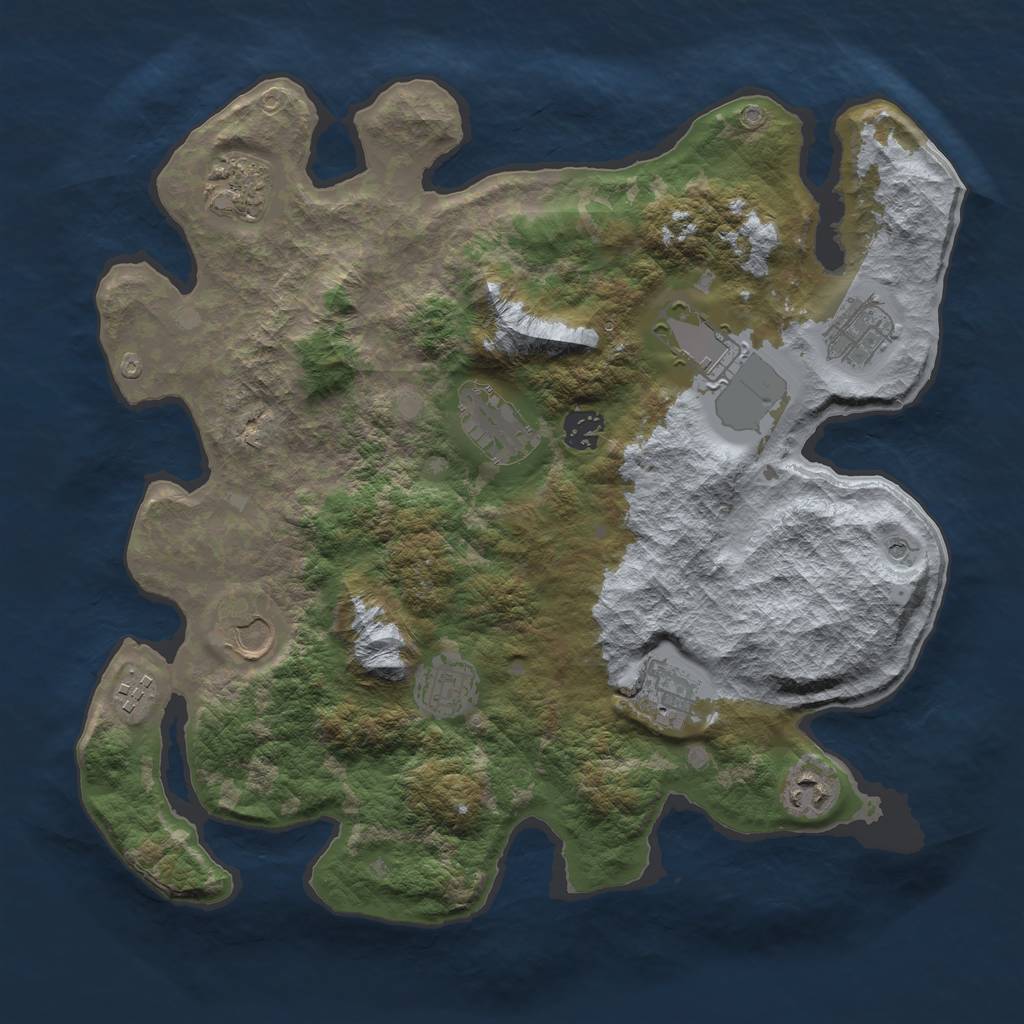 Rust Map: Barren, Size: 3700, Seed: 1512706787, 13 Monuments