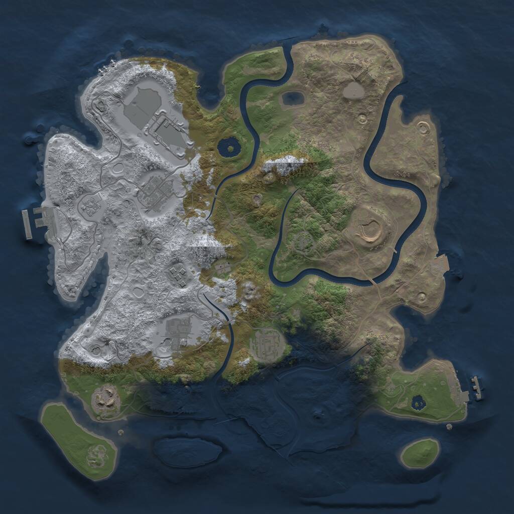 Rust Map: Procedural Map, Size: 3500, Seed: 1574351755, 13 Monuments