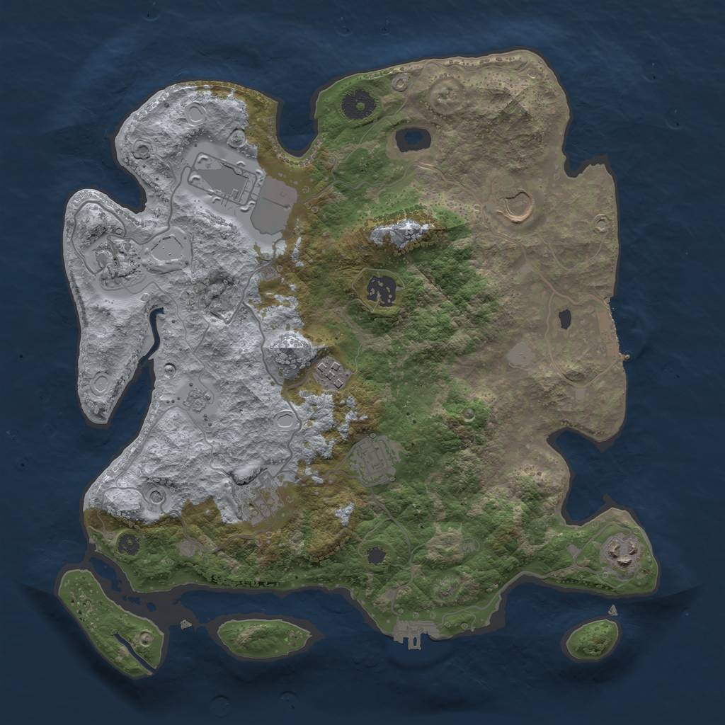 Rust Map: Procedural Map, Size: 3500, Seed: 1574351755, 17 Monuments