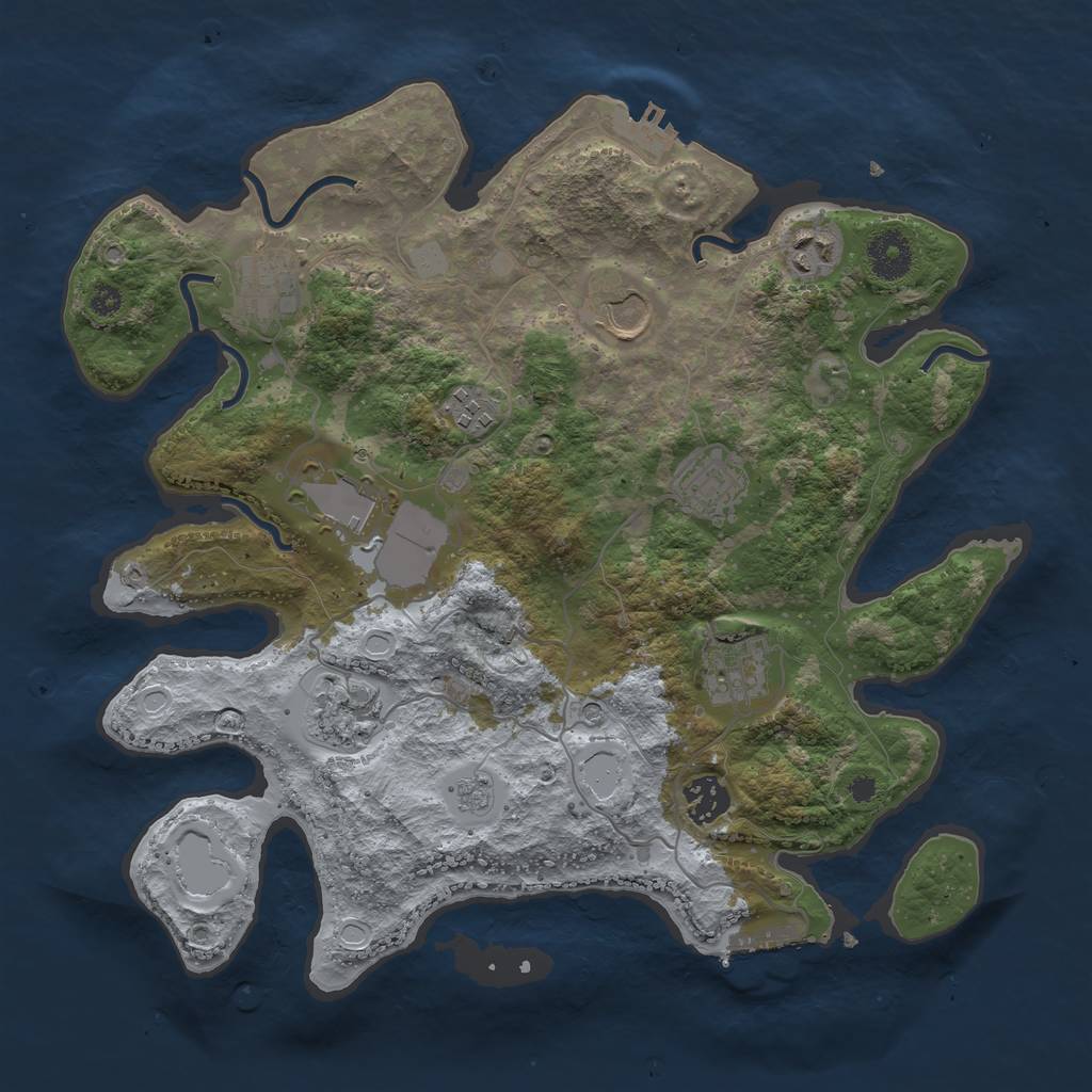 Rust Map: Procedural Map, Size: 3500, Seed: 45435804, 18 Monuments