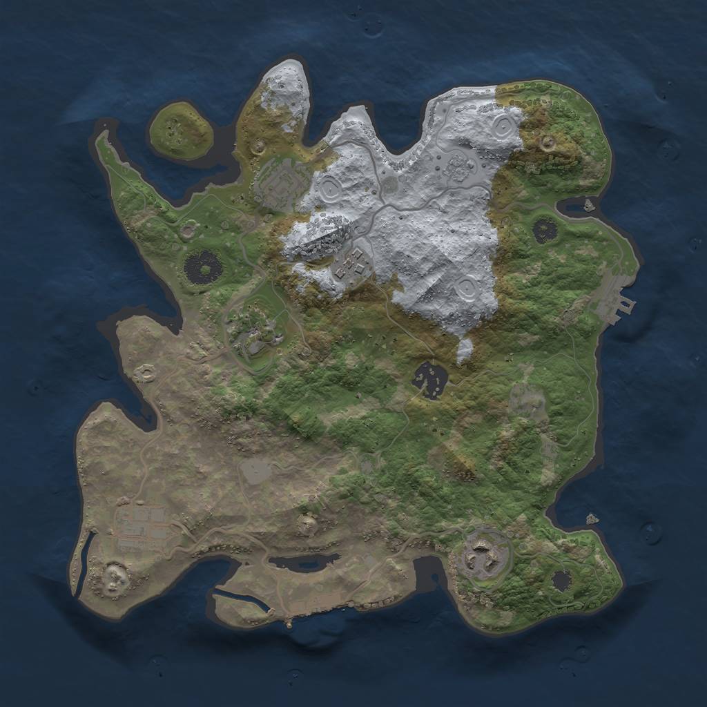 Rust Map: Procedural Map, Size: 3000, Seed: 270123, 12 Monuments