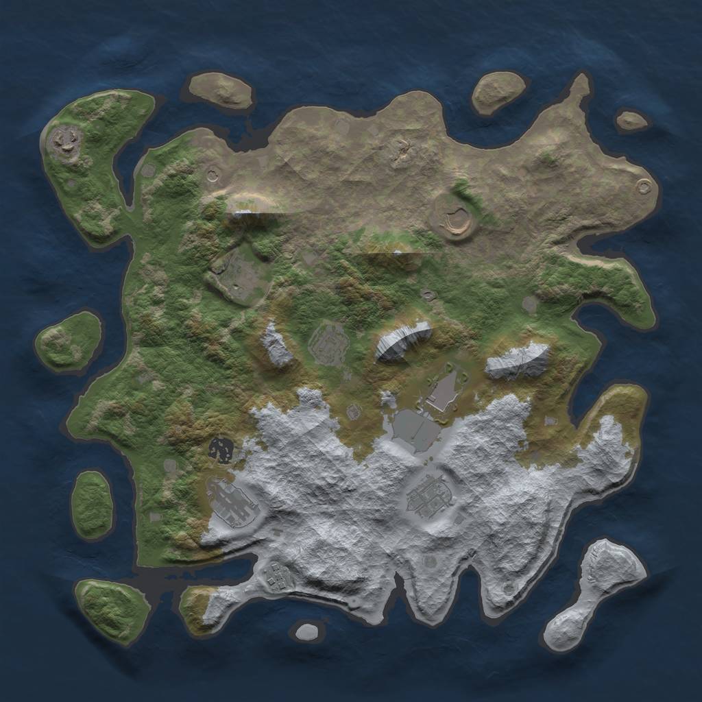 Rust Map: Barren, Size: 4000, Seed: 1861005515, 12 Monuments