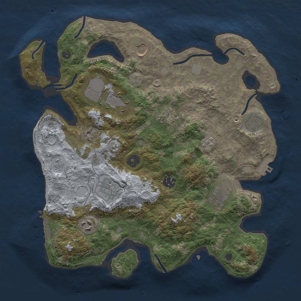 Rust Map: Procedural Map, Size: 3500, Seed: 19381123, 16 Monuments