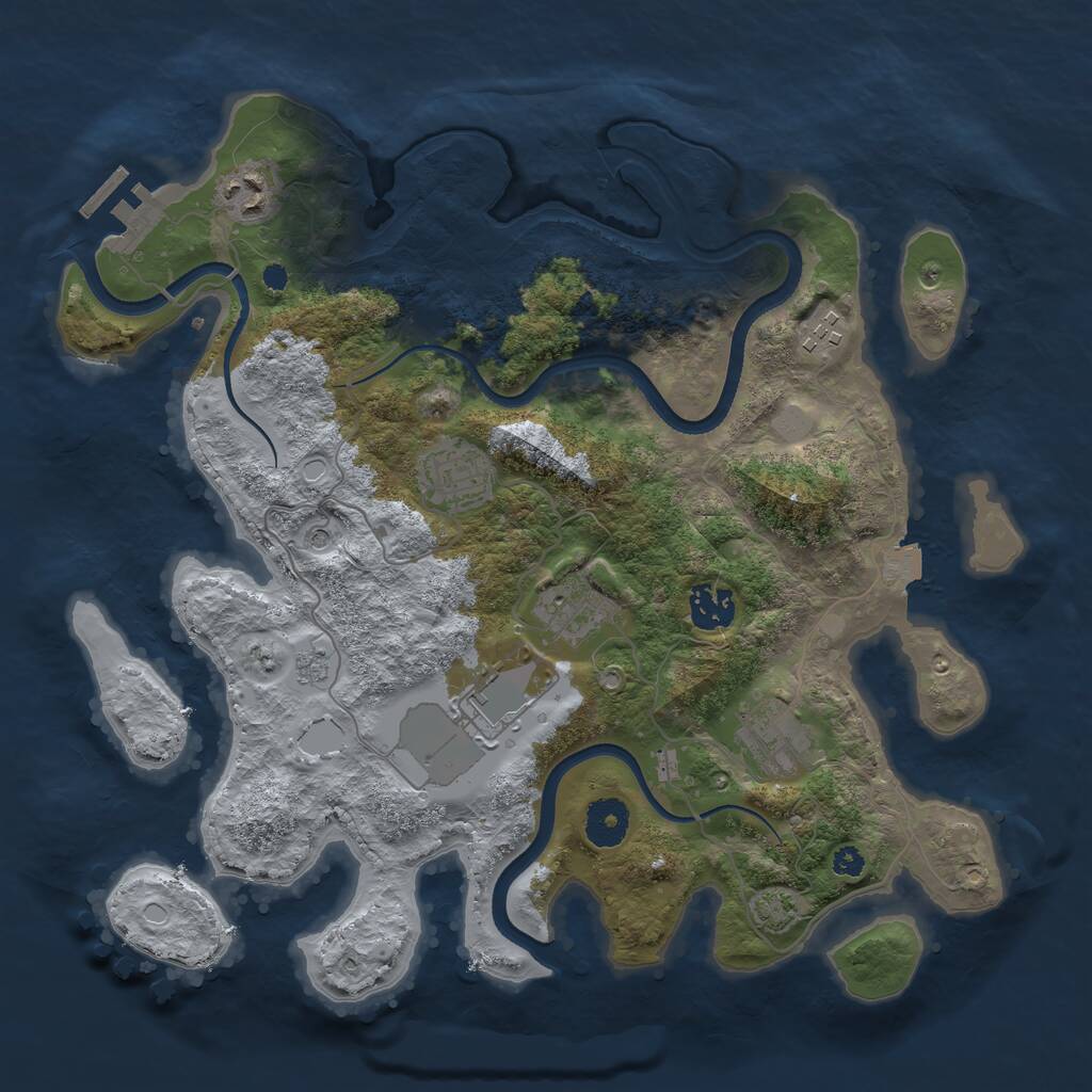 Rust Map: Procedural Map, Size: 3500, Seed: 990055, 12 Monuments