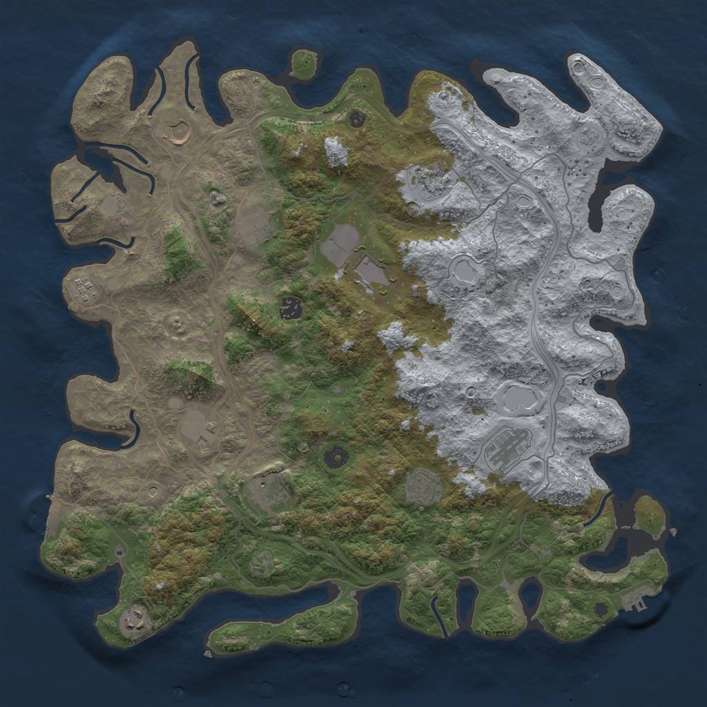 Rust Map: Procedural Map, Size: 4500, Seed: 564628815, 20 Monuments
