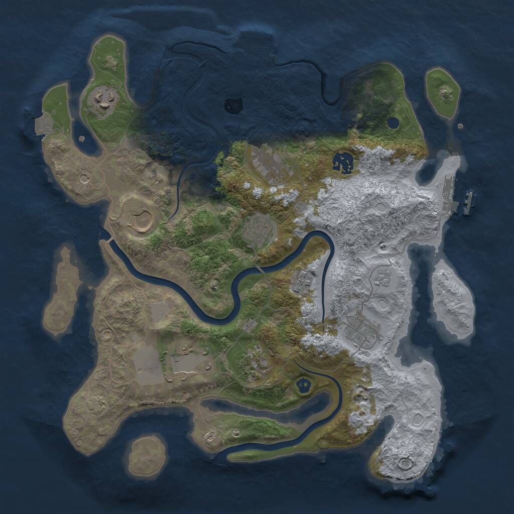 Rust Map: Procedural Map, Size: 3500, Seed: 2005220480, 15 Monuments