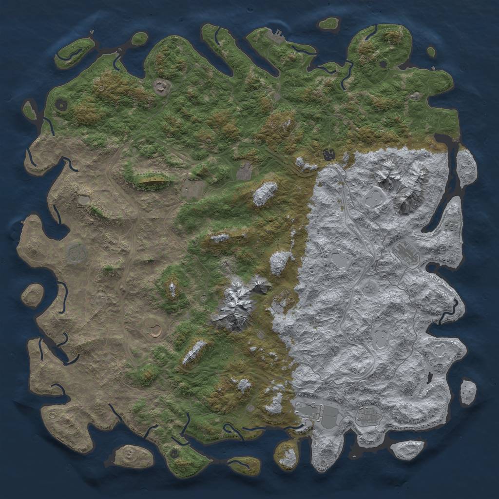 Rust Map: Procedural Map, Size: 6000, Seed: 1228520885, 20 Monuments