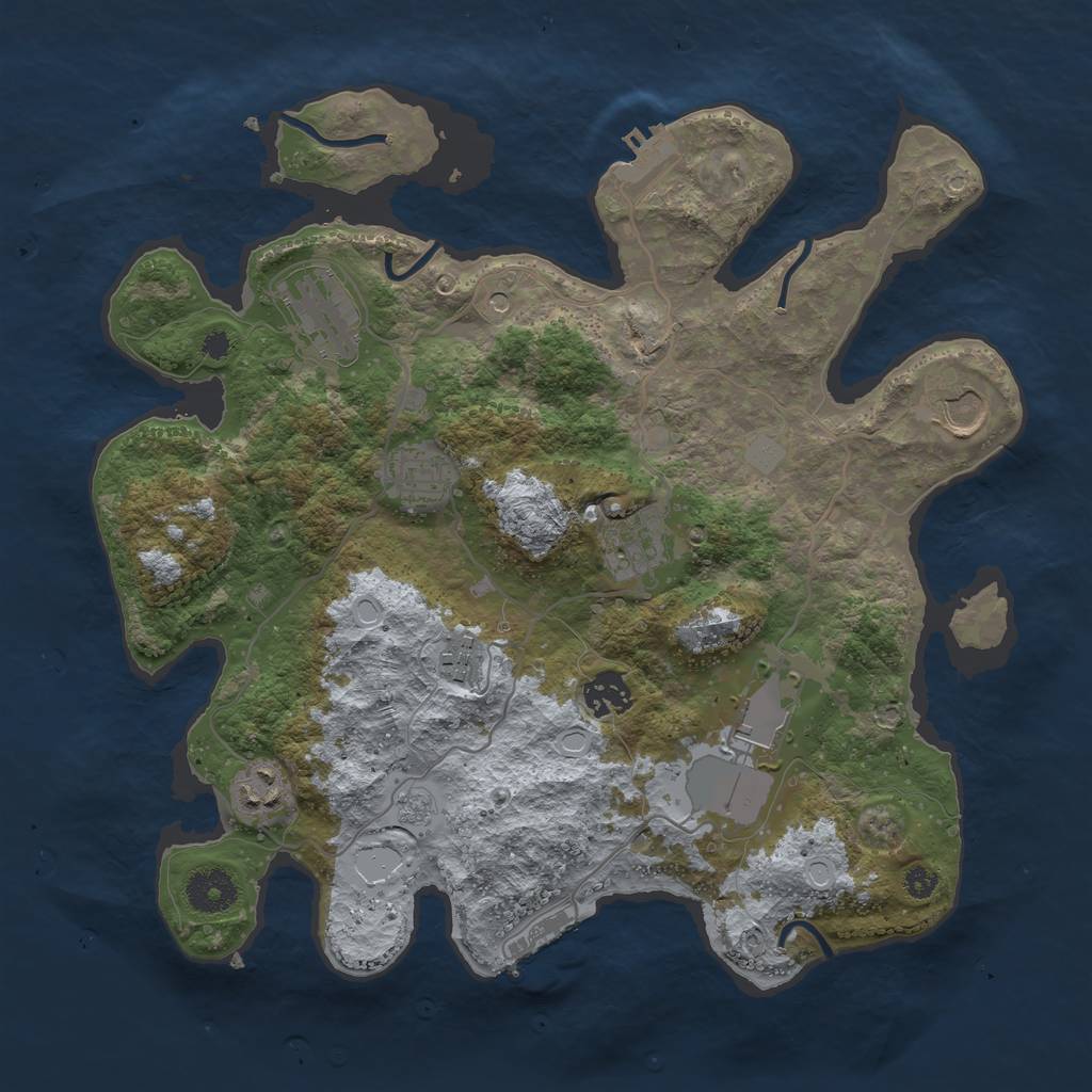 Rust Map: Procedural Map, Size: 3500, Seed: 60460991, 15 Monuments