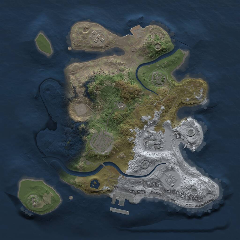 Rust Map: Procedural Map, Size: 2500, Seed: 9876, 8 Monuments