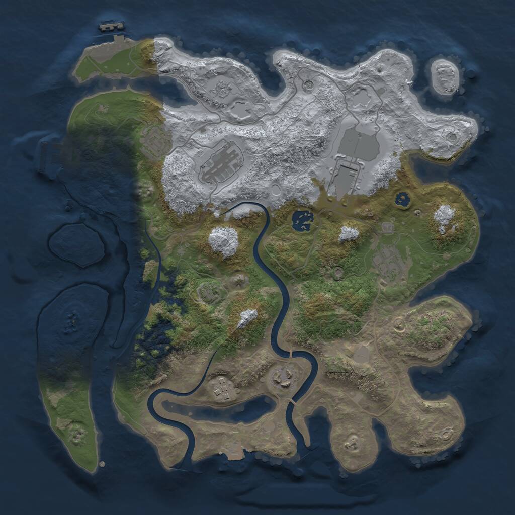 Rust Map: Procedural Map, Size: 3500, Seed: 7463, 13 Monuments