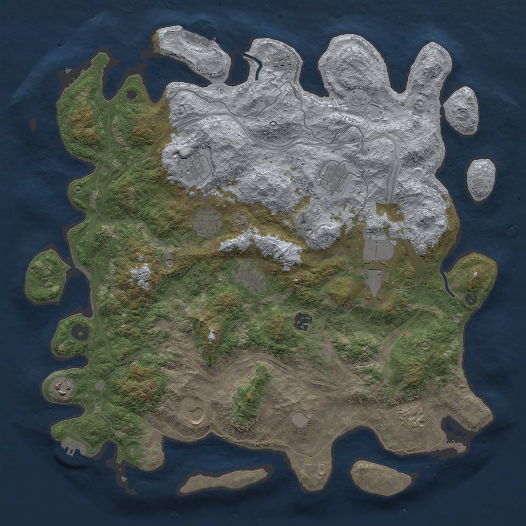 Rust Map: Procedural Map, Size: 4500, Seed: 846854831, 19 Monuments