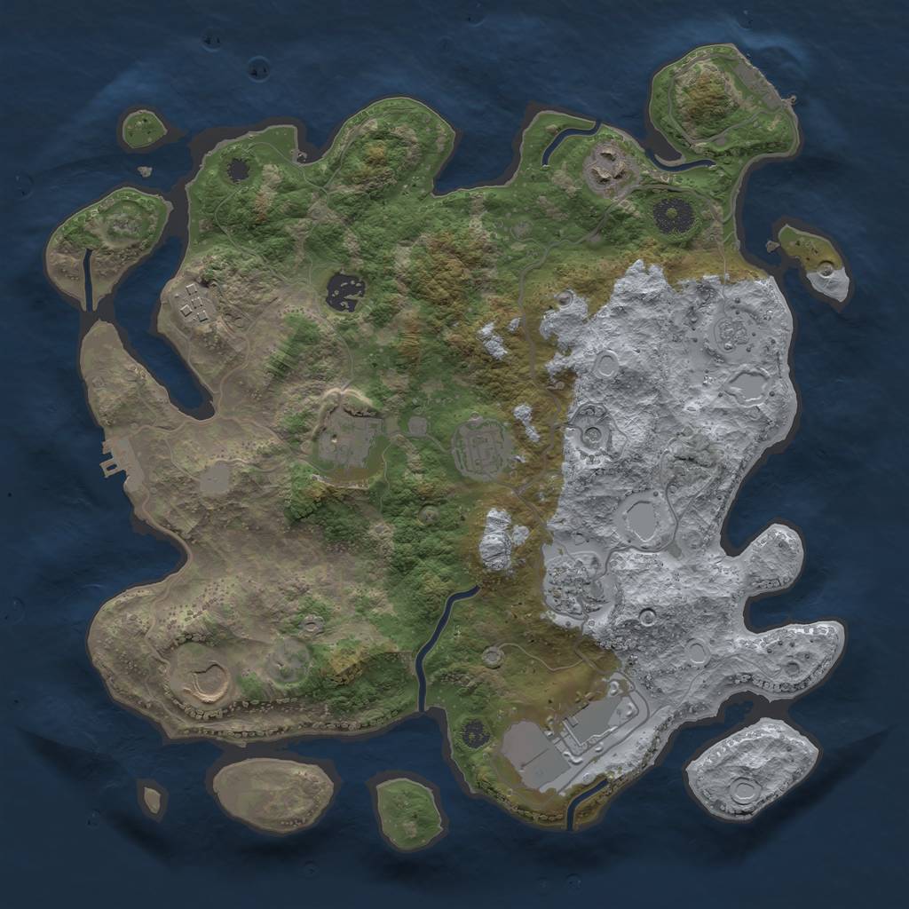 Rust Map: Procedural Map, Size: 3500, Seed: 912518674, 15 Monuments
