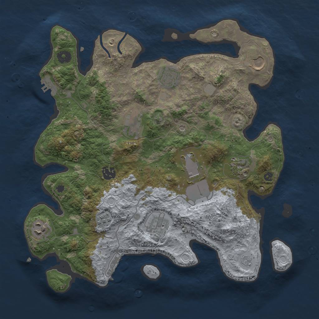 Rust Map: Procedural Map, Size: 3500, Seed: 1477334141, 18 Monuments