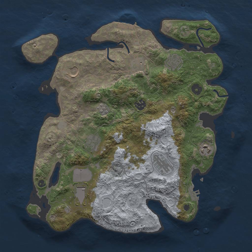 Rust Map: Procedural Map, Size: 3500, Seed: 327111274, 18 Monuments