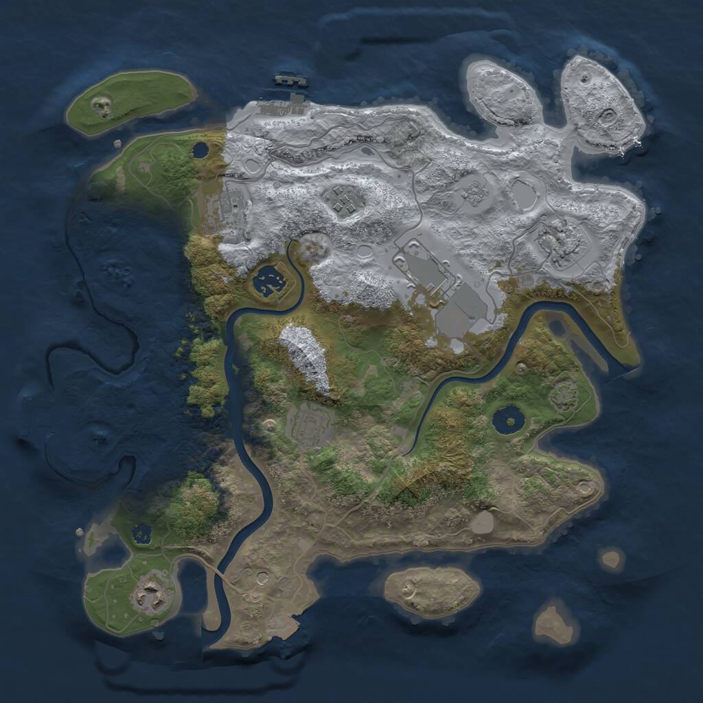 Rust Map: Procedural Map, Size: 3500, Seed: 971371437, 13 Monuments