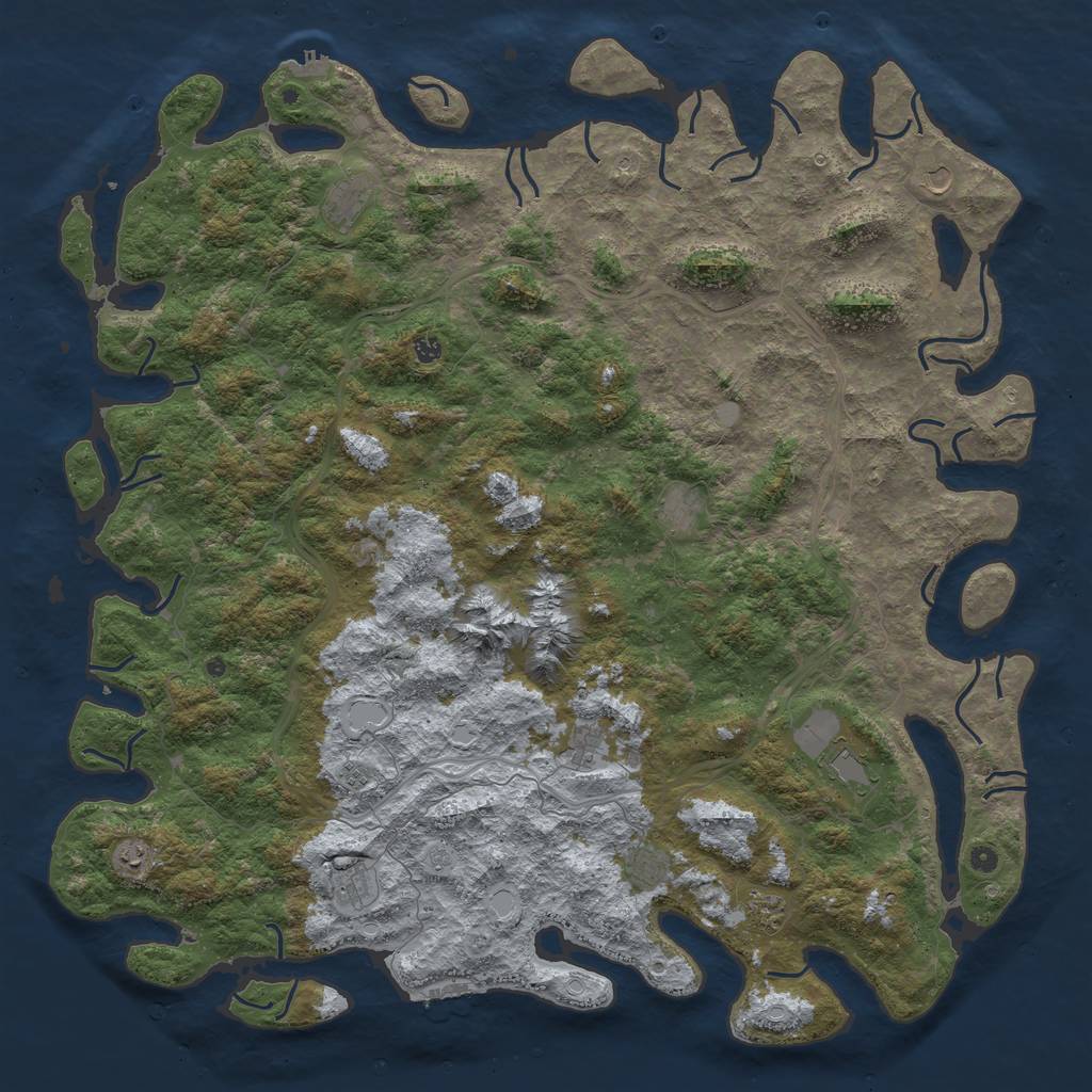 Rust Map: Procedural Map, Size: 6000, Seed: 1513633443, 20 Monuments